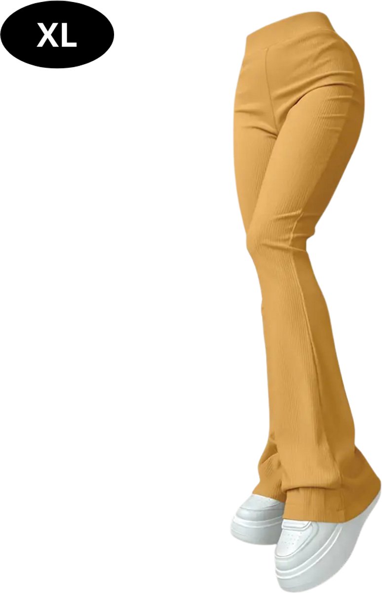 Nivard Lange Broek Dames Flair Broeken Wijde Broek Flared Broek Pants Jeans Trousers Strectch Geel