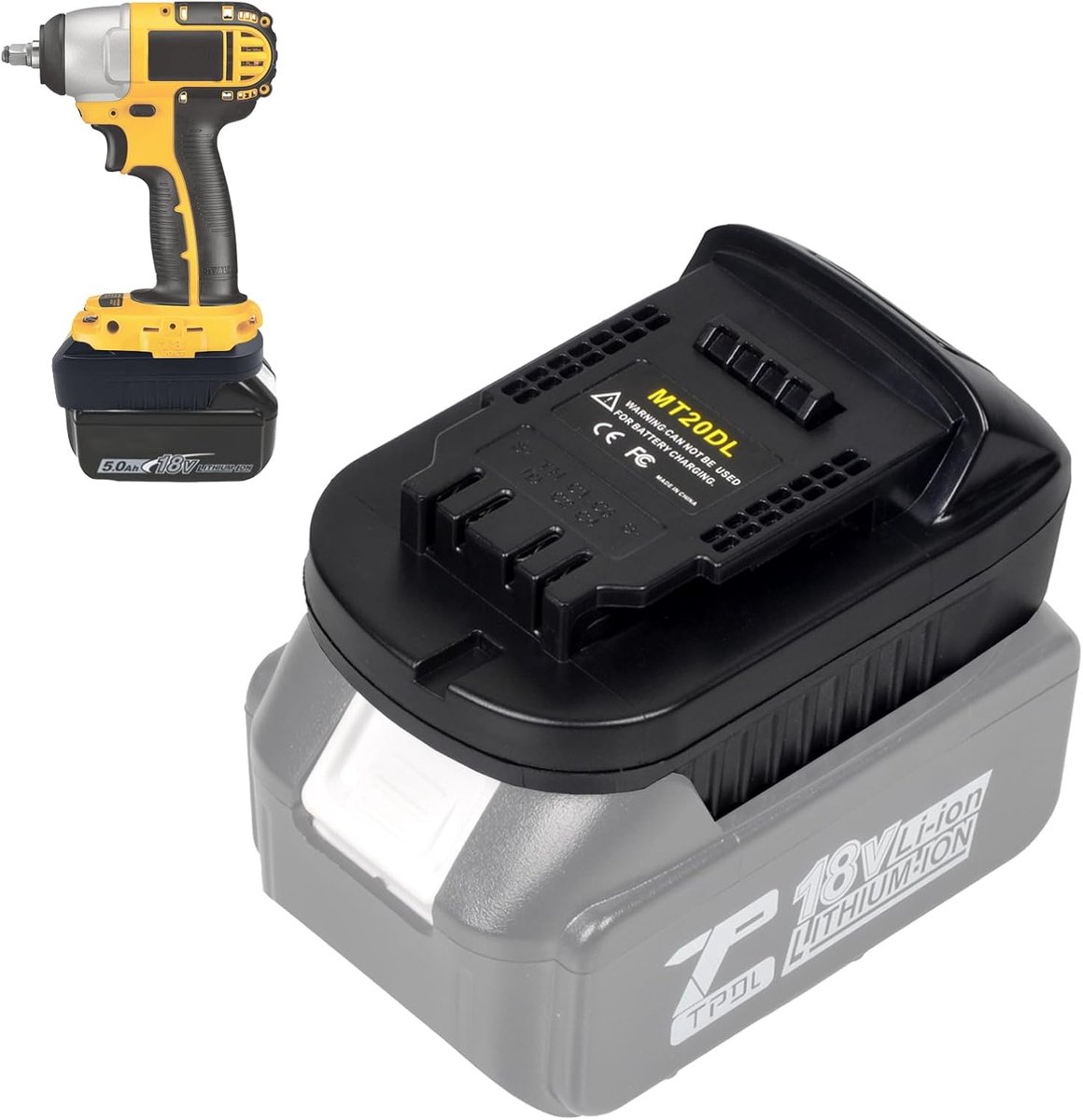 MT20DL accuadapter-batterij adapterset-compatibel met Makita 18v lithium accu's-kan worden omgezet naar Dewalt 18v-20v lithium accu's-compatibel met Dewalt 18v-20v snoerloze elektrische gereedschappen