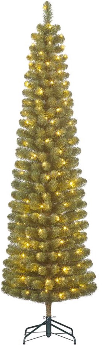 Black Box Trees Charlton - smalle kunstkerstboom met verlichting groen 2,6m x 63cm