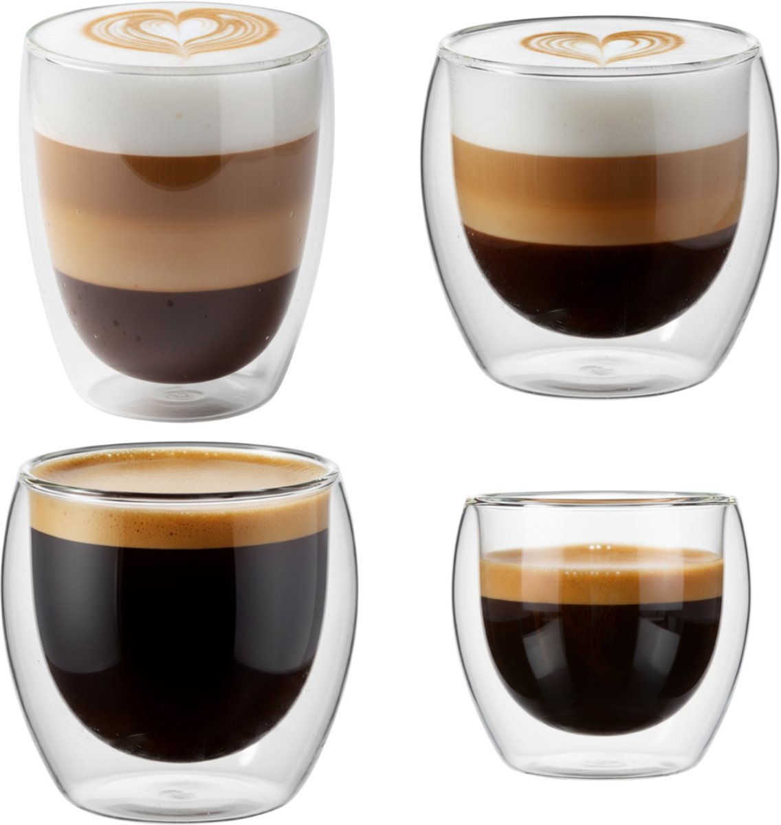 Betrahan Handgeblazen Dubbelwandige Glazen - 18-delige Set - Theeglazen - Koffieglazen