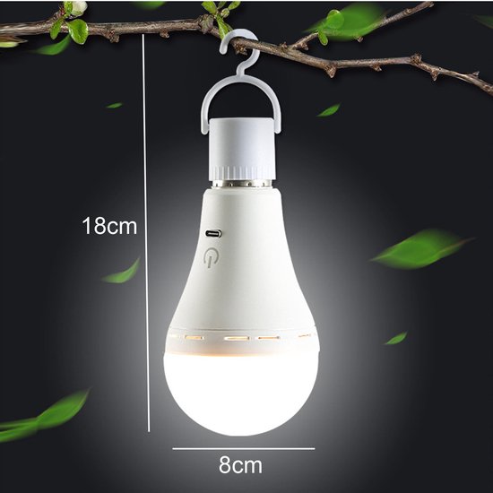 1 stuks E27 LED-lamp - Oplaadbare batterij met afstandsbediening - Dimbare lamp met timerfunctie, 3 kleurtemperaturen - Noodverlichting voor binnen en buiten van Merkloos — afbeelding 4