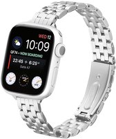 Bracelet en acier inoxydable - compatible avec Apple Watch 1/2/3/4/5/6/7/8/9/10/11/SE (1, 2, 3) de 38 mm / 40 mm / 41 mm et 42 mm (Watch 10/11) - bracelet fin en acier avec boucle déployante papillon - argent