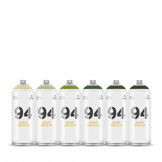 MTN94 spuitbussen pakket - 6x Camo Tinten - Lage druk, matte afwerking graffiti spuitverf - 400ml