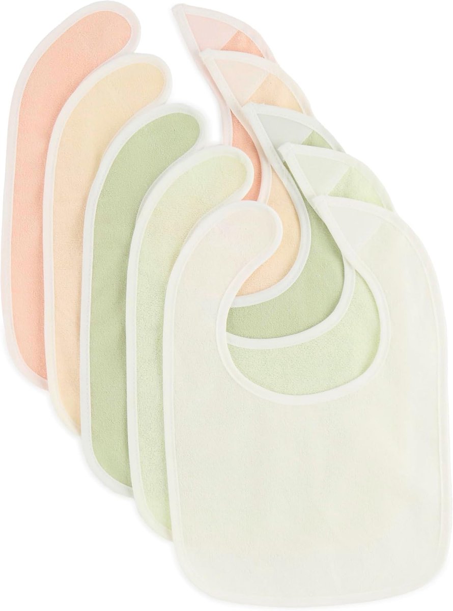 Image of 5-delige katoenen slabbetjes voor baby - waterdicht en zacht - ideaal voor pasgeborenen