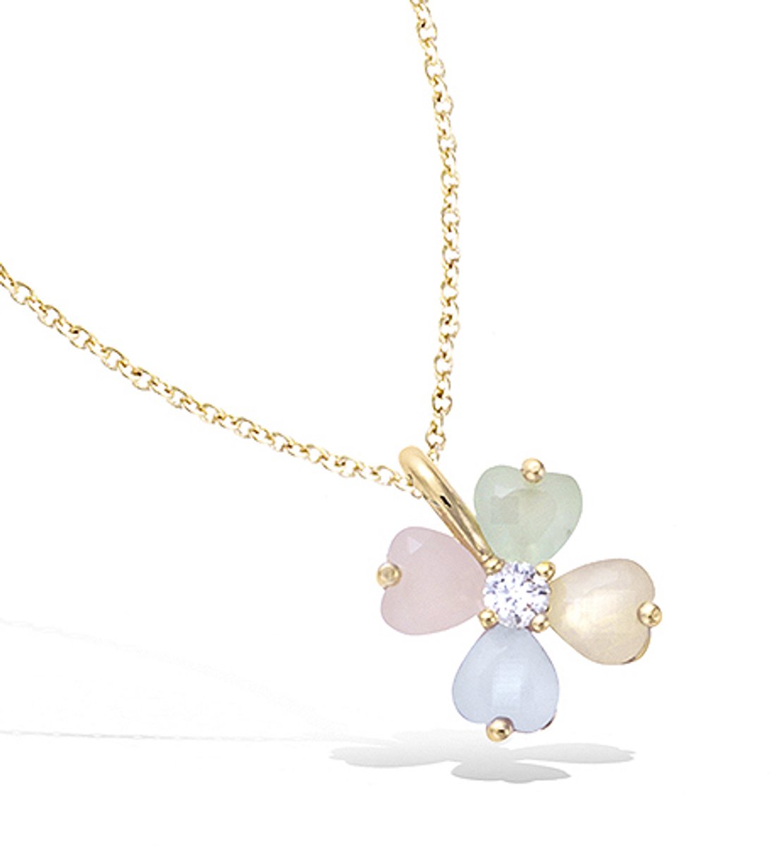 CHIVAL Bloem Ketting – 18K Verguld Goud – Hanger met Zirkonia – Pastelkleuren - Minimalistisch & Elegant – Hypoallergene Dames Ketting - Cadeau voor Haar -