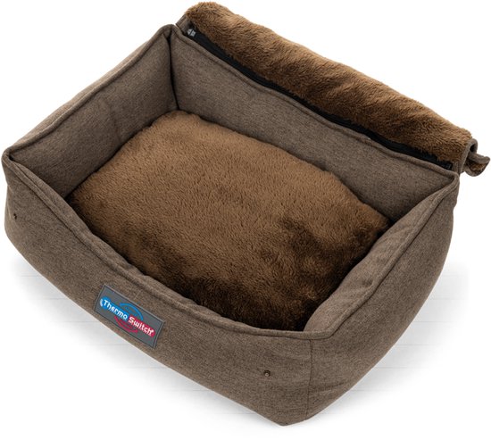 MYKONOS 3in1 Donkerbruin M 70 x 50 x 17 cm – warmte reflecterende mand – 3-in-1 bed/deken combinatie