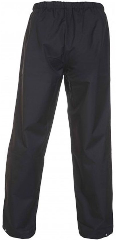 Zwarte regenbroek met elastische tailleband.