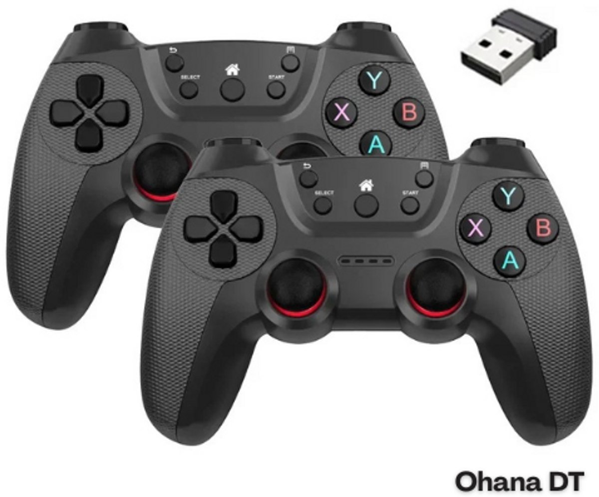 Ohana DT - Game Controller PC (2x) - Windows - Android - Draadloos 2.4Ghz - AAA Batterijen 25000 Non Stop Gamen - Zwart