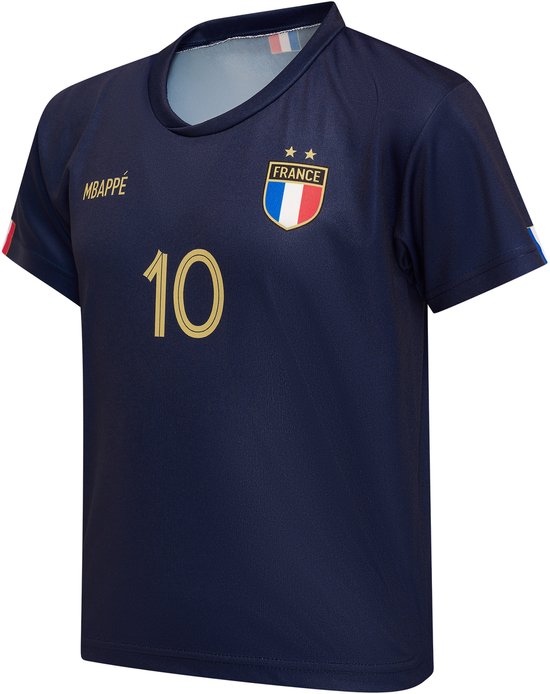 Kylian Mbappé - Kit France Domicile - Kit de Football - Set Maillot de Foot + Pantalon - Blauw - Taille: 140