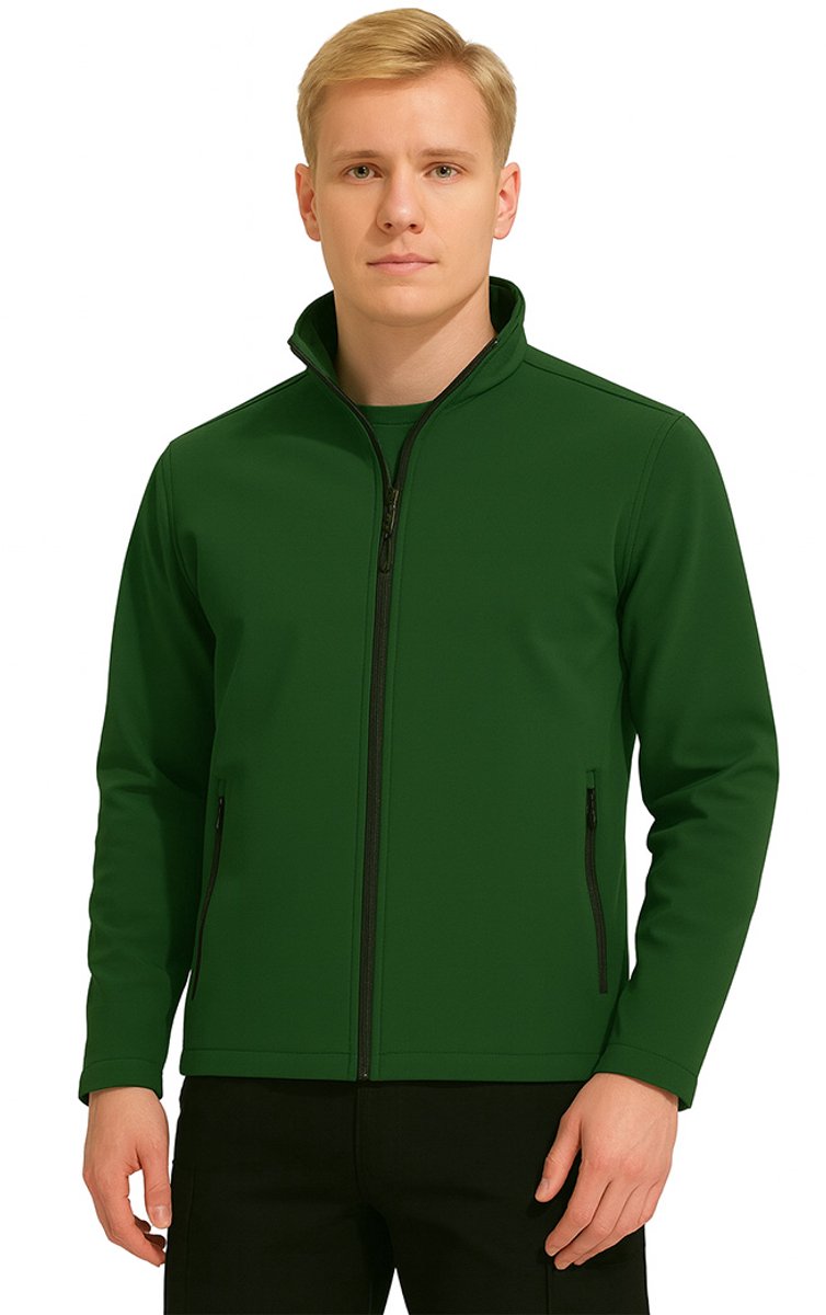 Heren Softshell Jas Groen - Dubbel Laags - Windjack - Mooi Model