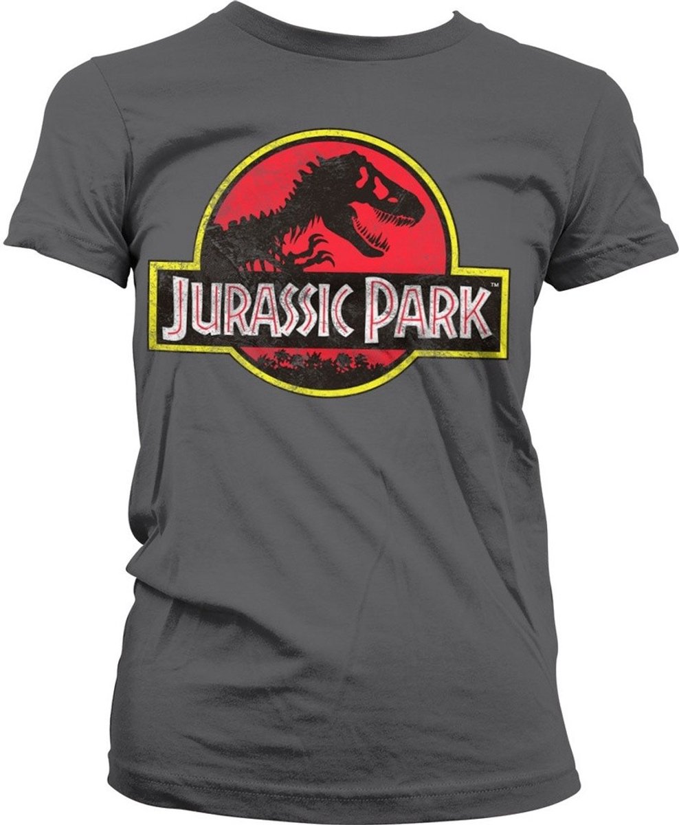 Jurassic Park Dames Tshirt -L- Distressed Logo Grijs