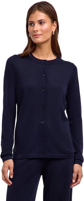 FALKE Basic New Merino zacht elegante wol cardigan dames blauw - maat XL
