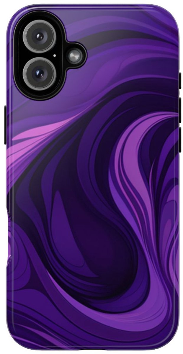 Paarse Abstracte Golfpatroon – Telefoonhoesje Geschikt voor iPhone 16 Plus
