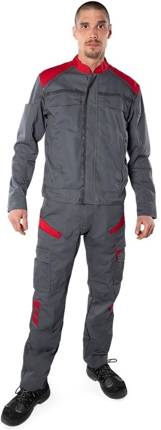 Fristads Broek 2552 Stfp - Grijs/Rood - C50
