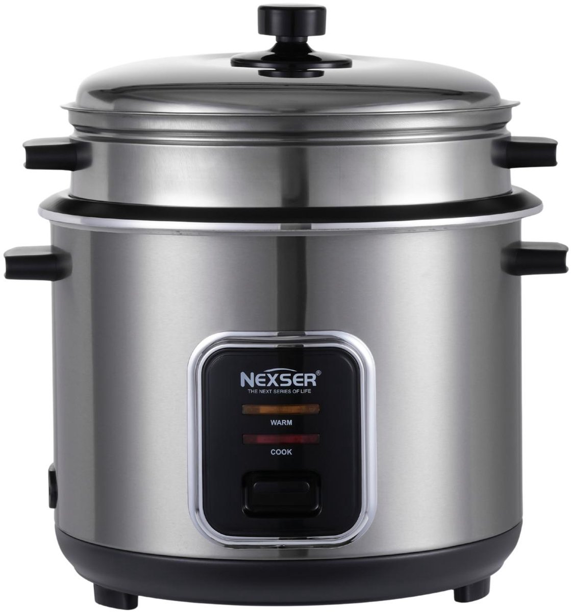 Nexser Low Carb Rijstkoker 6L – Multifunctionele Elektrische Rijstkoker met Non-Stick Pan, Warmhoudfunctie & Oververhittingsbeveiliging – RVS