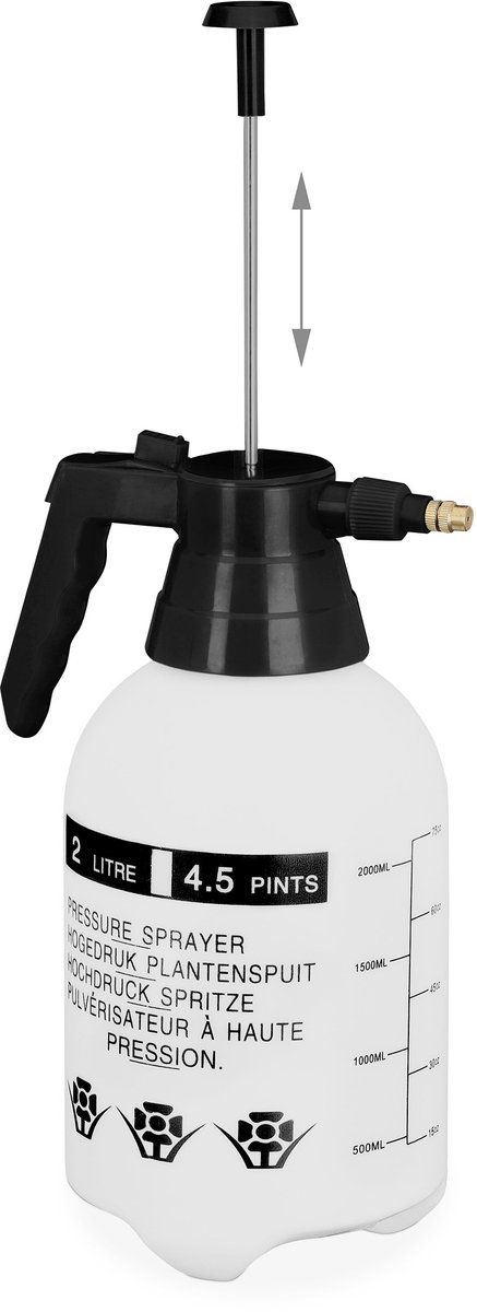 2x drukspruit 2 l - plantenspuit - onkruidspuit zwart - druksproeier - met pomp van Merkloos	 — afbeelding 4