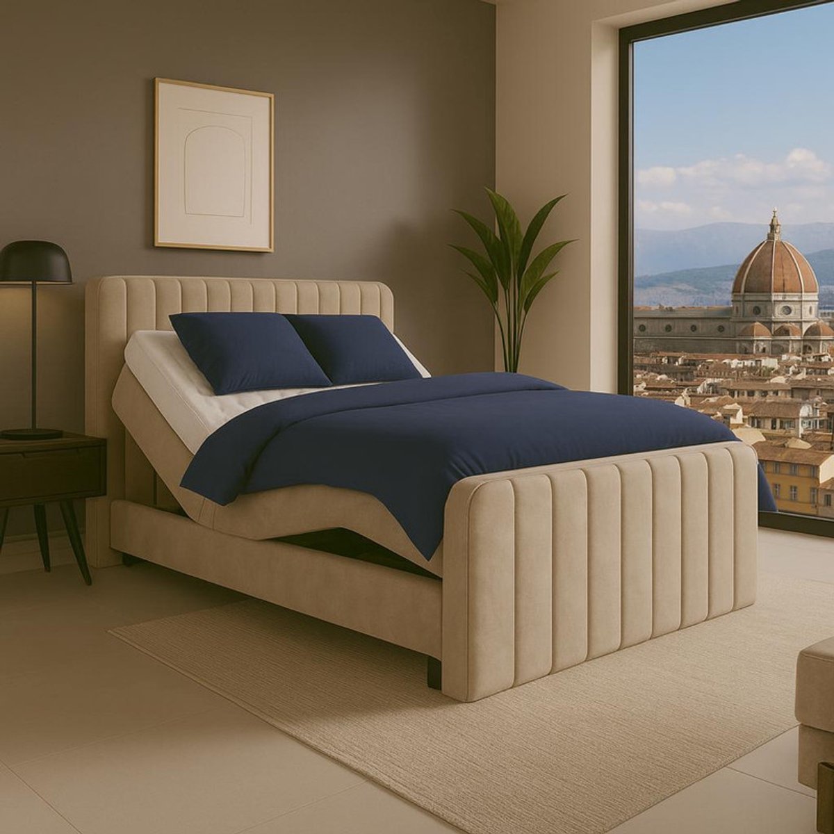Boxspring Florence elektrisch verstelbaar beige 180x200 cm, productfoto via bol