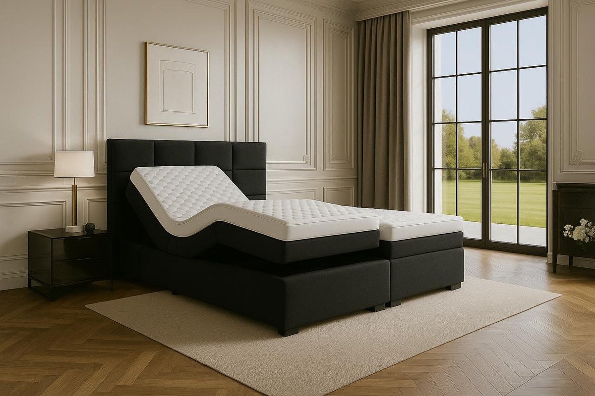 Boxspring Modena Elektrisch verstelbaar 180x200 cm Zwart
