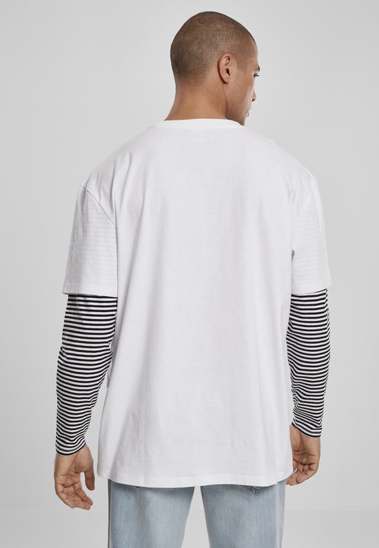 Chemise à manches longues Urban Classics -M- Oversized Double Layer Striped Zwart