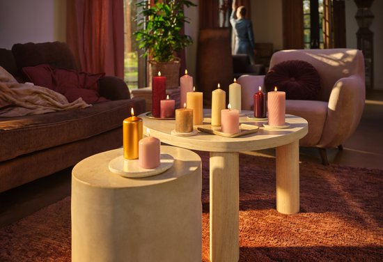 Bolsius - Coffret de bougies Smooth Stomp - Haptic Luxury - Ivoire Rose Or Rouge Beige - 6 pièces