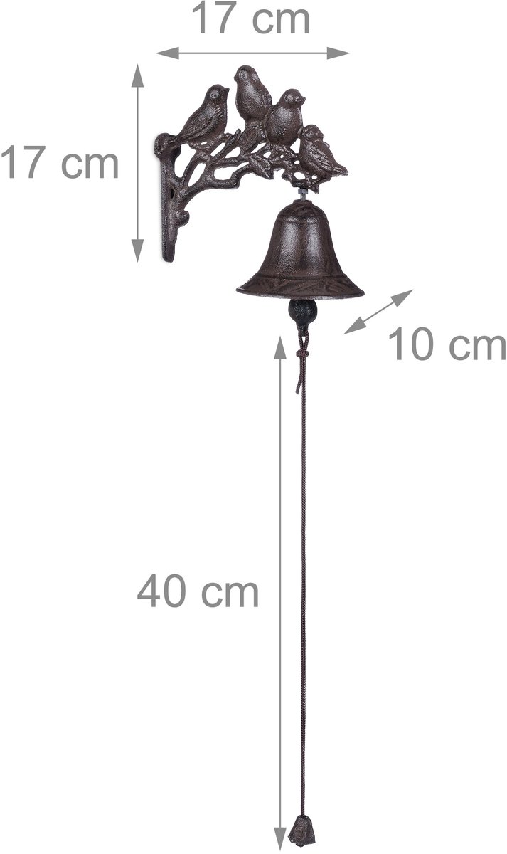 4x deurbel gietijzer vogels - tuinbel - wandbel - bel - vintage tuindecoratie — afbeelding 5