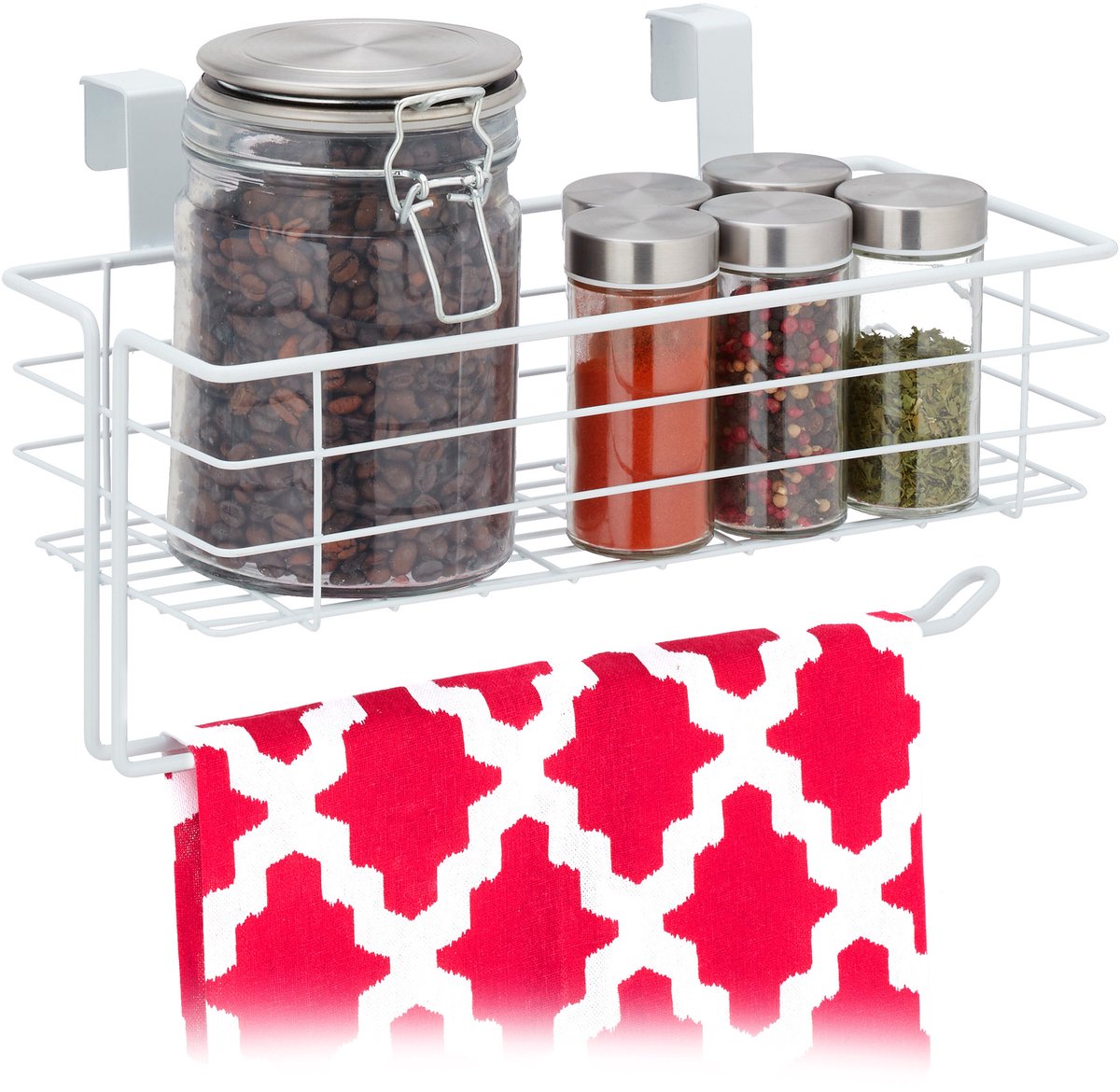 Relaxdays 3x hangmand metaal - draadmand - kastdeur - opbergmandje - kastmand - organizer