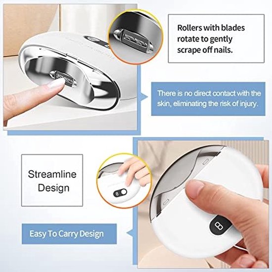Professionele Elektrische Nagelknipper - Automatische Nagelknipper - Wit - Nagelverzorging - Waterbestendig - Manicureset - LED Licht- 3 Snelheidstanden -Baby van Merkloos — afbeelding 5