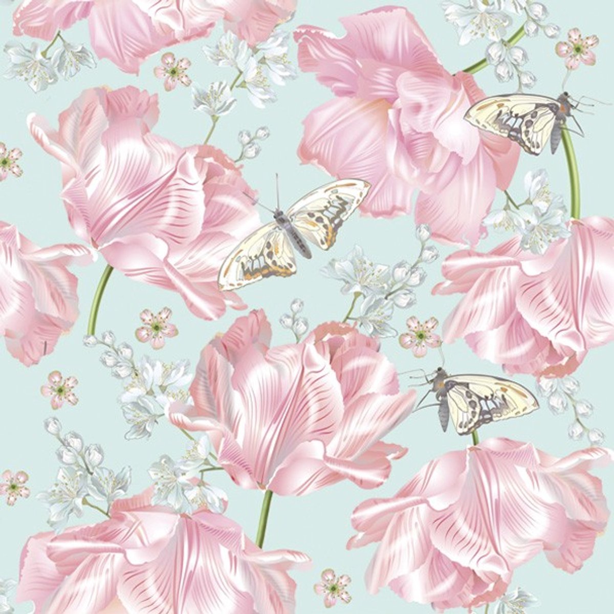 Daisy - Lunch servetten - Pink Tulips with Butterflies