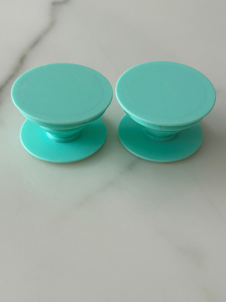 2 stuks Telefoon Grip & Stand – Universele Smartphone Houder – Opvouwbaar & 360° Draaibaar – Past op Elke Telefoon of Hoesje - Turquoise