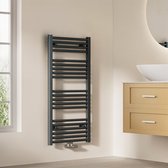 EMKE Handdoekradiator - 100x50 cm - 427 W - Mat Antraciet - CV Badkamer Radiator - Midden/ Zij- Aansluiting