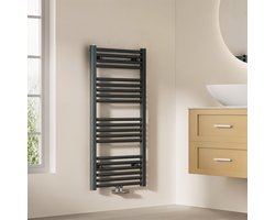 EMKE Handdoekradiator - 100x50 cm - 427 W - Mat Antraciet - CV Badkamer Radiator - Midden/ Zij- Aansluiting
