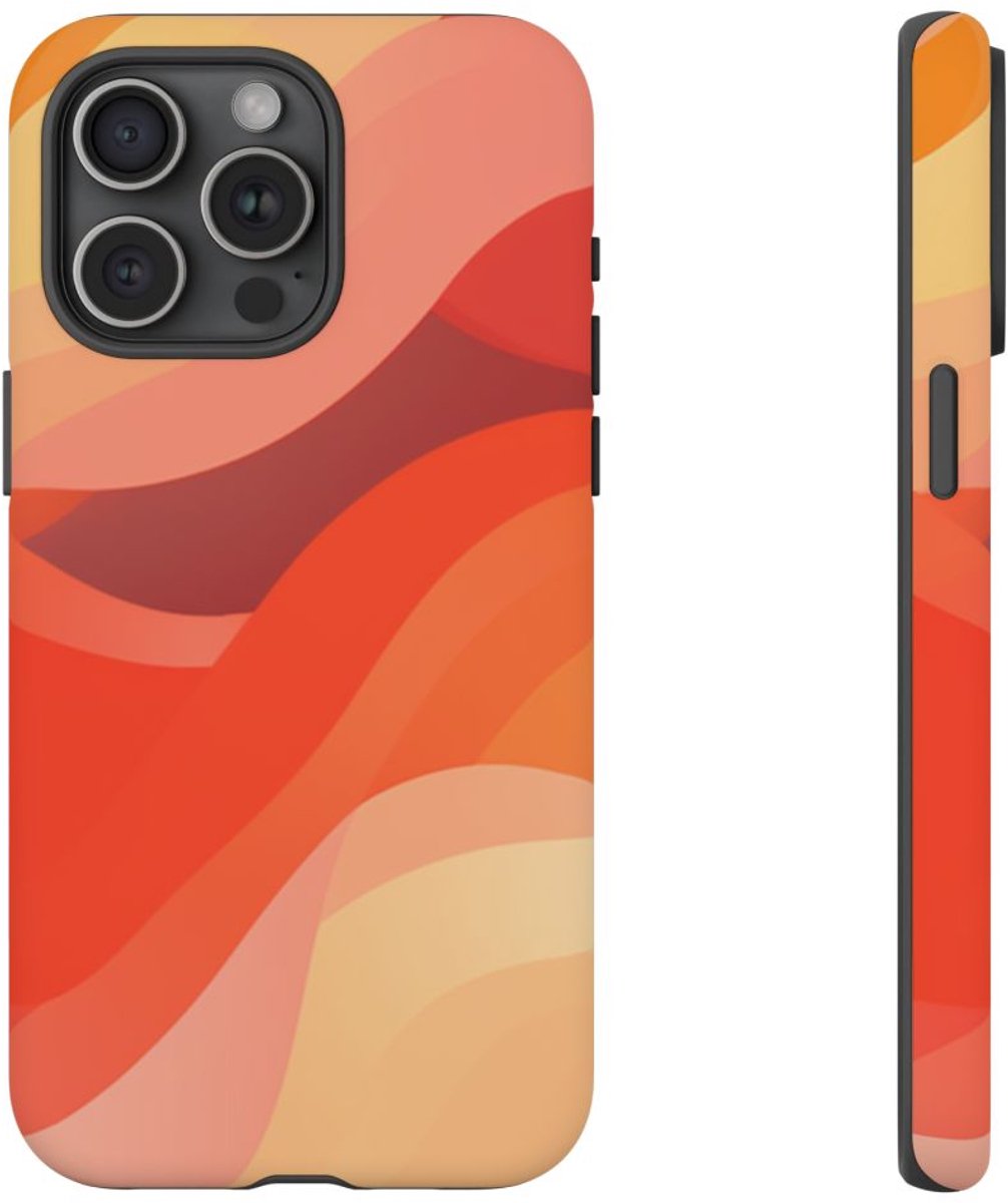 Warme Abstracte Golfpatronen – Telefoonhoesje Geschikt voor iPhone 15 Pro Max