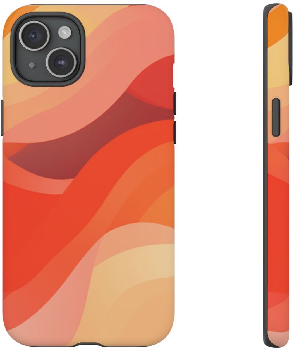 Warme Abstracte Golfpatronen – Telefoonhoesje Geschikt voor iPhone 15 Plus