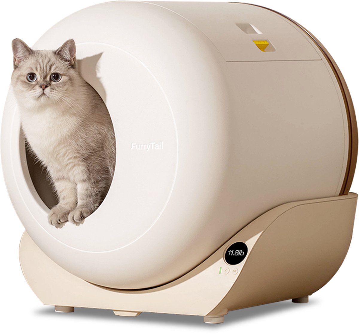 FurryTail Slimme Zelfreinigende Kattenbak – Automatische App-bediening, Grote Capaciteit, Stil (40dB), LED-nachtlampje, Inclusief 40 Afvalzakken, 2.4GHz WiFi