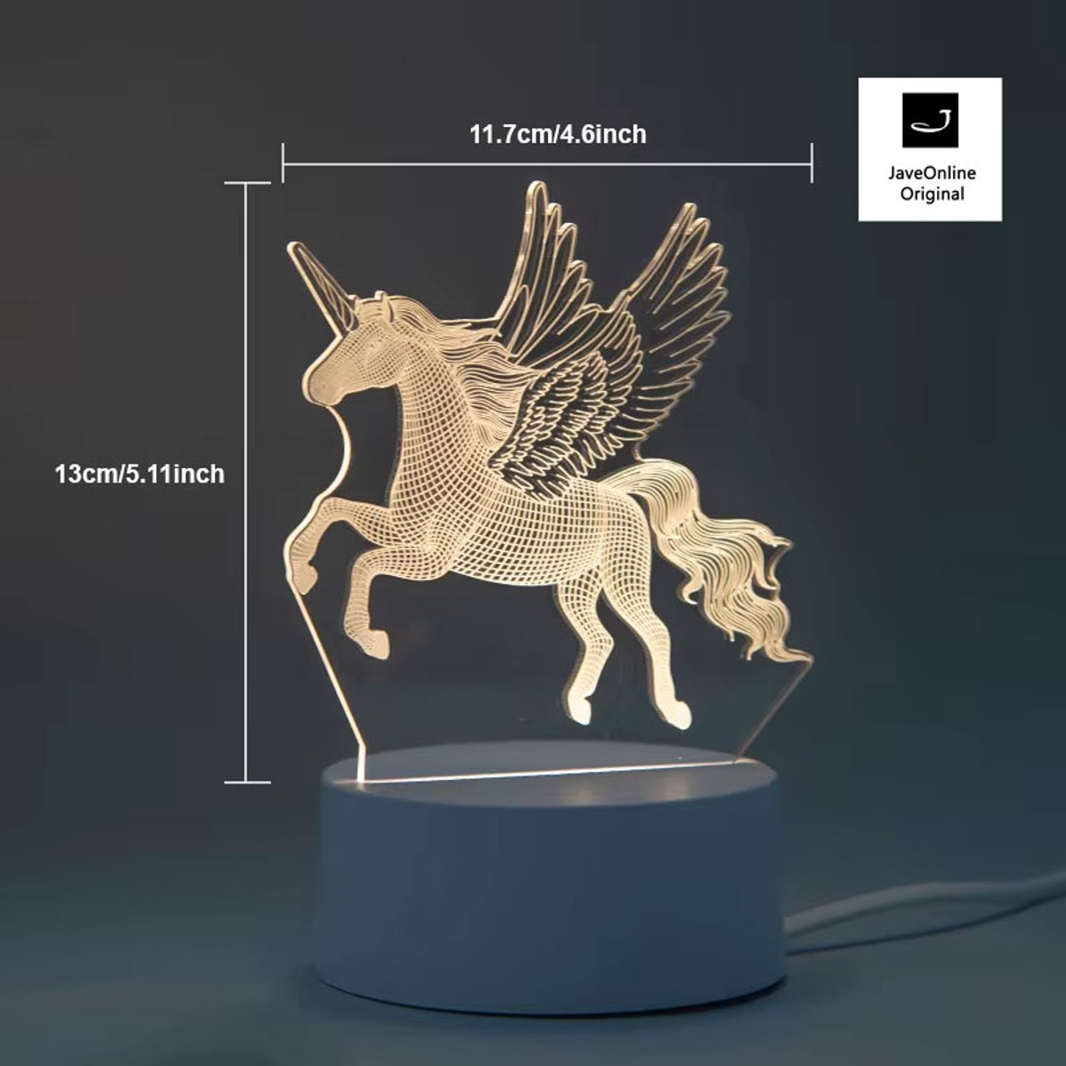3D illusie Mini LED lampje - Unicorn - Eenhoorn - Warm licht - USB Power - Tafellamp - Sfeerlamp - Bureaulamp - Nachtlamp - Cadeautje - Kinderlamp - Decoratie - Liefde - Moederdag - Verjaardag - Valentijn - Love