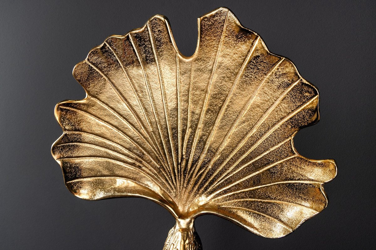 Handgemaakte serveerschaal WILDLIFE PEACOCK 40cm gouden metalen pauw sculptuur - 44894