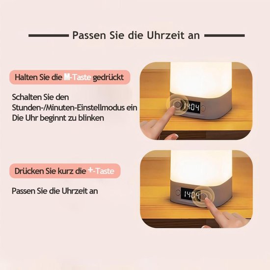 IBETTERTEC LED Nachtlamp Nachtlicht - Sfeerverlichting -Zaklamp -Touch Bediening - 3 Lichtkleuren - Traploos Dimmen - Met Afstandsbediening en Digitale Klok (Wecker) - voor Slaapkamer, Kinderkamer van Merkloos — afbeelding 4