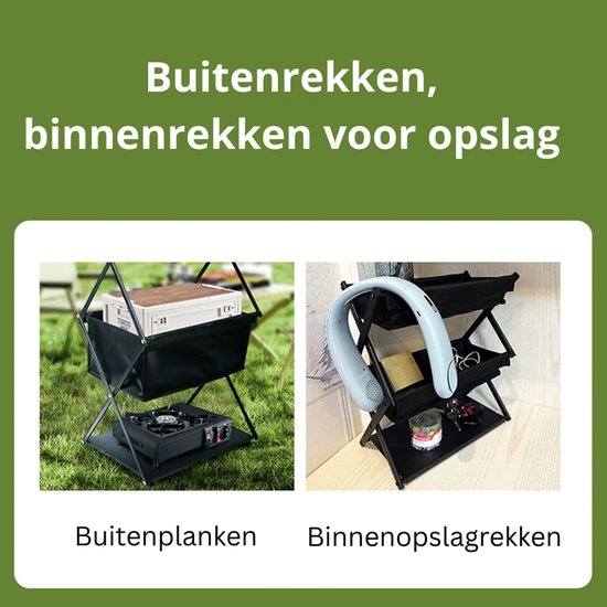 3-laags opvouwbaar campingopbergrek - draagbare buitenorganizer - Plank voor picknicks - Barbecue opbergrek - Multifunctionele plank — afbeelding 4