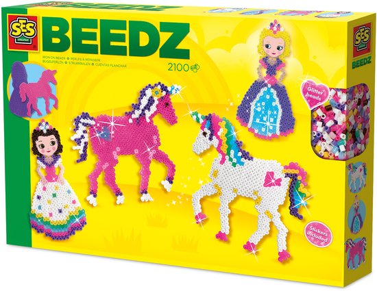 SES Creative - Beedz - Unicorns en Prinsessen - 2100 Strijkkralen met Grondplaten en Strijkvellen - Vanaf 5 Jaar
