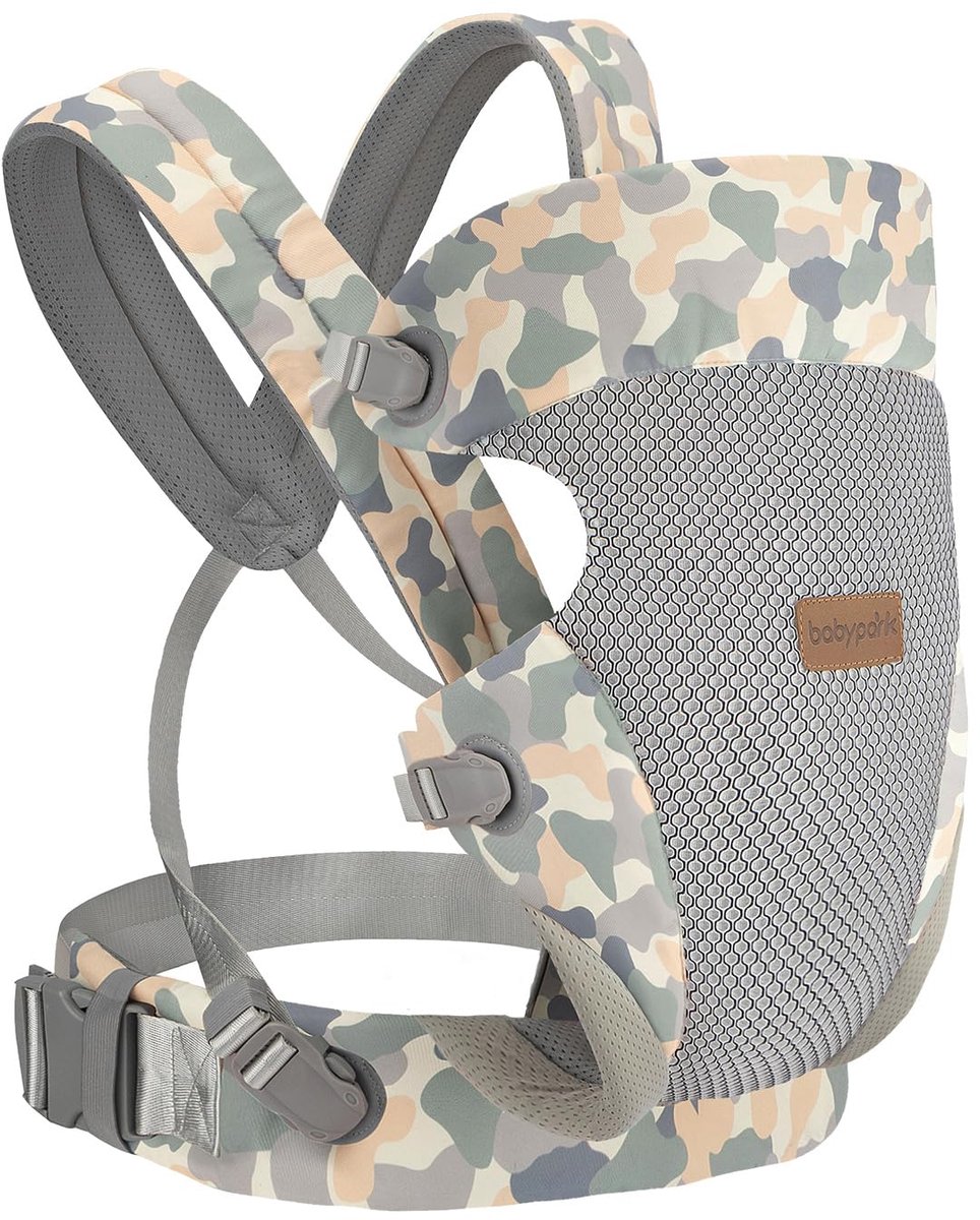 Image of 3-in-1 draagzak voor pasgeborenen tot peuters - ergonomisch (3,4-20 kg), comfortabele draagzak, verbeterde lendensteun, eenvoudig aan te passen, lichtgewicht en ademende kinderdraagzak (camouflage)
