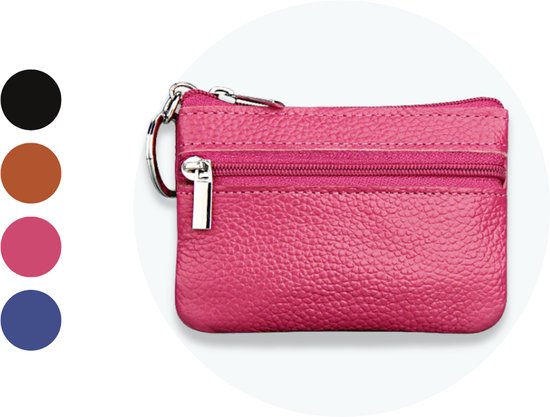 ZILOU® Sleuteletui - Autosleutel hoesje - Sleutelhouder - Sleuteltasje - met Rits - Dames en Heren - PU Leer - Rose Rood