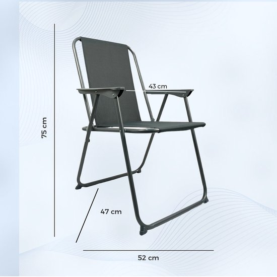 EASTWALL Opvouwbare Kampeerstoel - 2 stuks - Multifunctionele Vouwstoel - Campingstoel - Tuinstoel Inklapbaar - Klapstoel -Strandstoel - Visstoel - Grijs van Merkloos — afbeelding 5