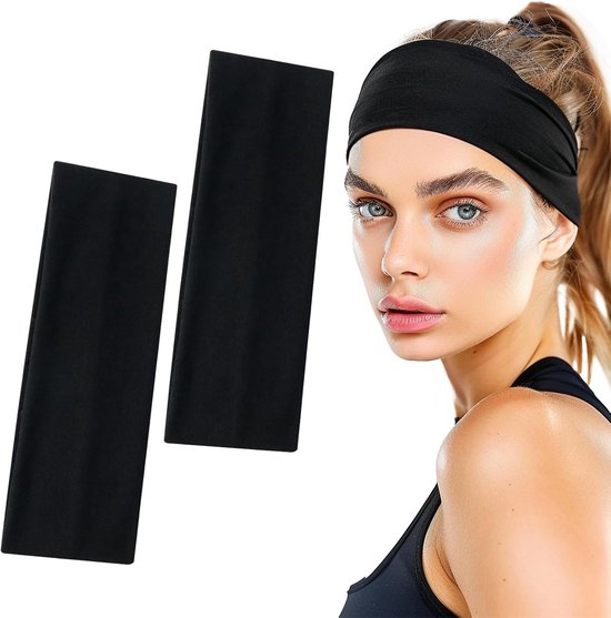2 x Dames Hoofdbanden - Sport Hoofdbanden - Elastische antislip hoofdbanden - 6 cm brede hoofdbanden - Geschikt voor yoga, oefeningen, sport, fietsen