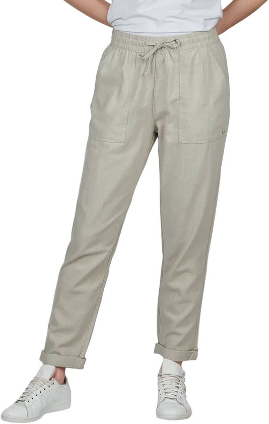 DENIMFY Dames Chino Broek DFLinda regular/straight Beige XXL Volwassenen dames linnen broek / zomerbroek