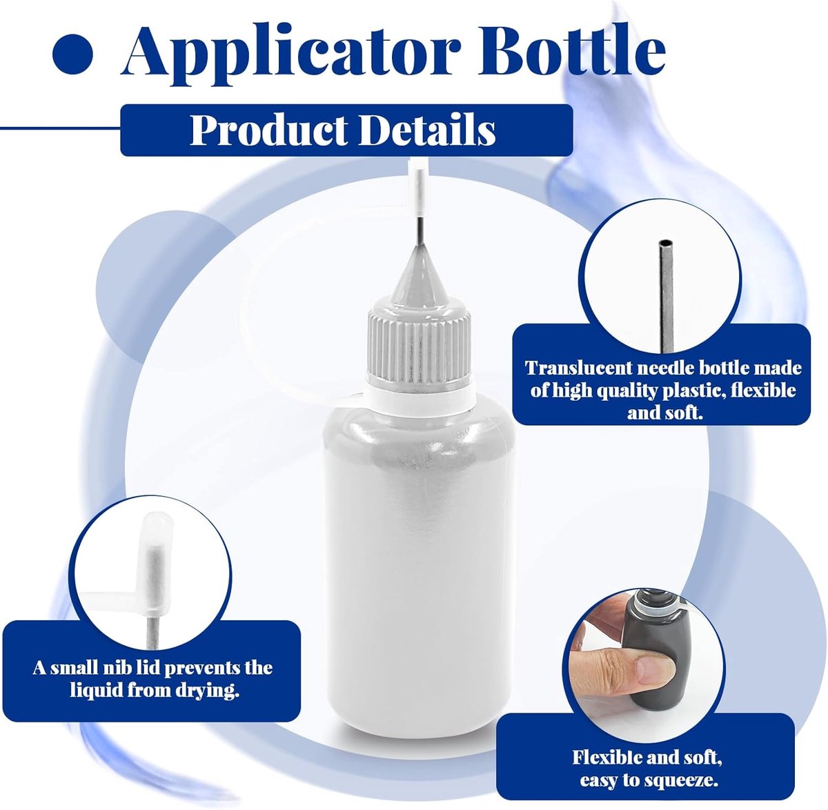 Lot De 9 Flacons Applicateurs Avec Aiguilles + 3 Entonnoirs - Pour Colle, Huile, Liquides Fins - Aiguille Inox 1mm - Capuchon Anti-perte