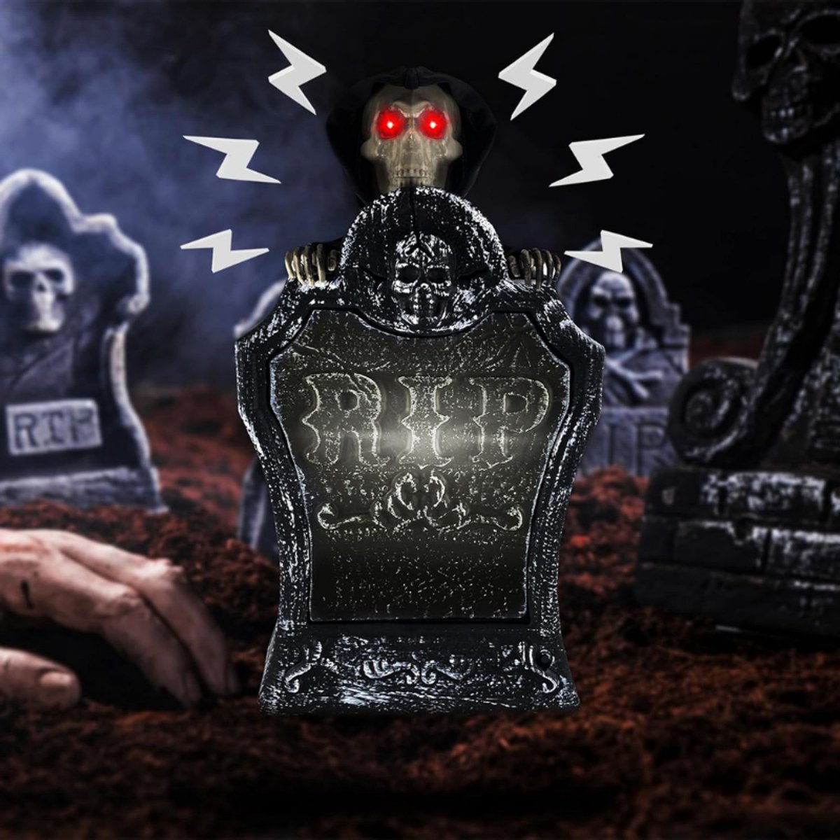 Halloween Grafstenen - Halloween-Grafstenen Met LED-Stem - Griezelige Halloween-Deco Voor Buiten - Spookhuis Decoratie - LED-Verlichting