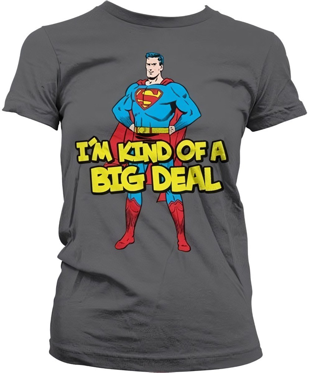 Superman I'm Kind Of A Big Deal Girly Tee Damen T-Shirt Dark-Grey-2XL