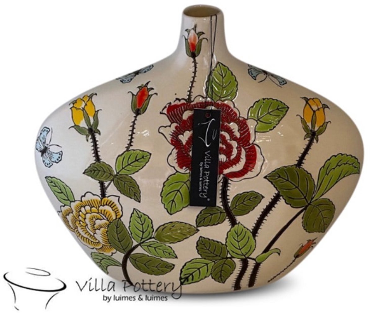 Villa Pottery Vaas - Villa Pottery - Decoratie - Woondecoratie - Porselein - Waterdicht - Shishi Wit