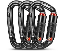 Memkey Klimkarabijnhaak - 25 kN-2550 kg - CE-gecertificeerd - zwart en grijs