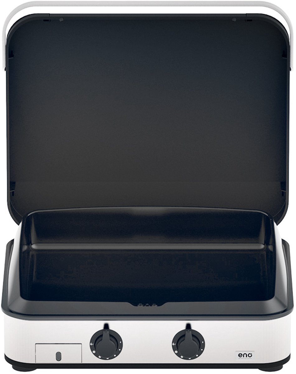 ENO - ENOSIGN 65 INOX & ZWART GASBARBECUE - PLANCHA - BAKPLAAT - INCLUSIEF DEKSEL - 2 BRANDERS